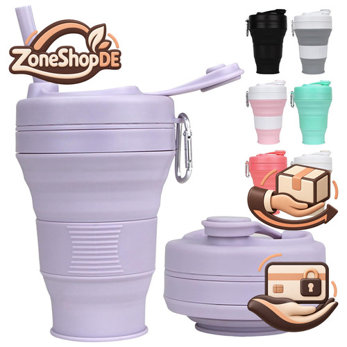 Faltbecher silikon 600ml lila - 600ml,