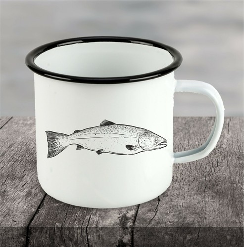 Forelle angler emaille - forelle,